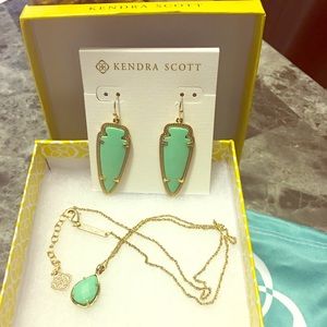 Kendra Scott Set Gold and Mint